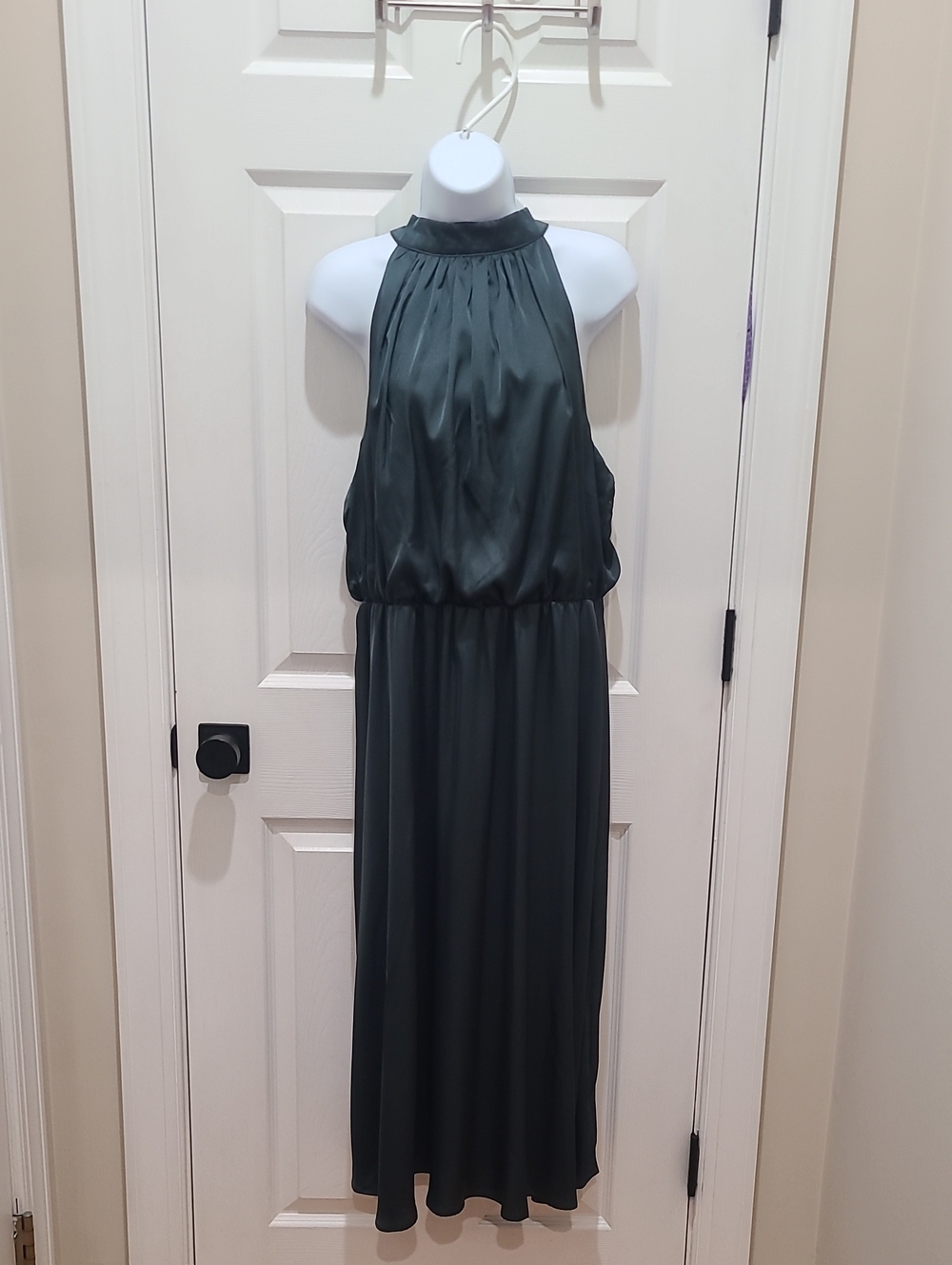 Nicole Miller Halter Maxi Dress in Dark Green
